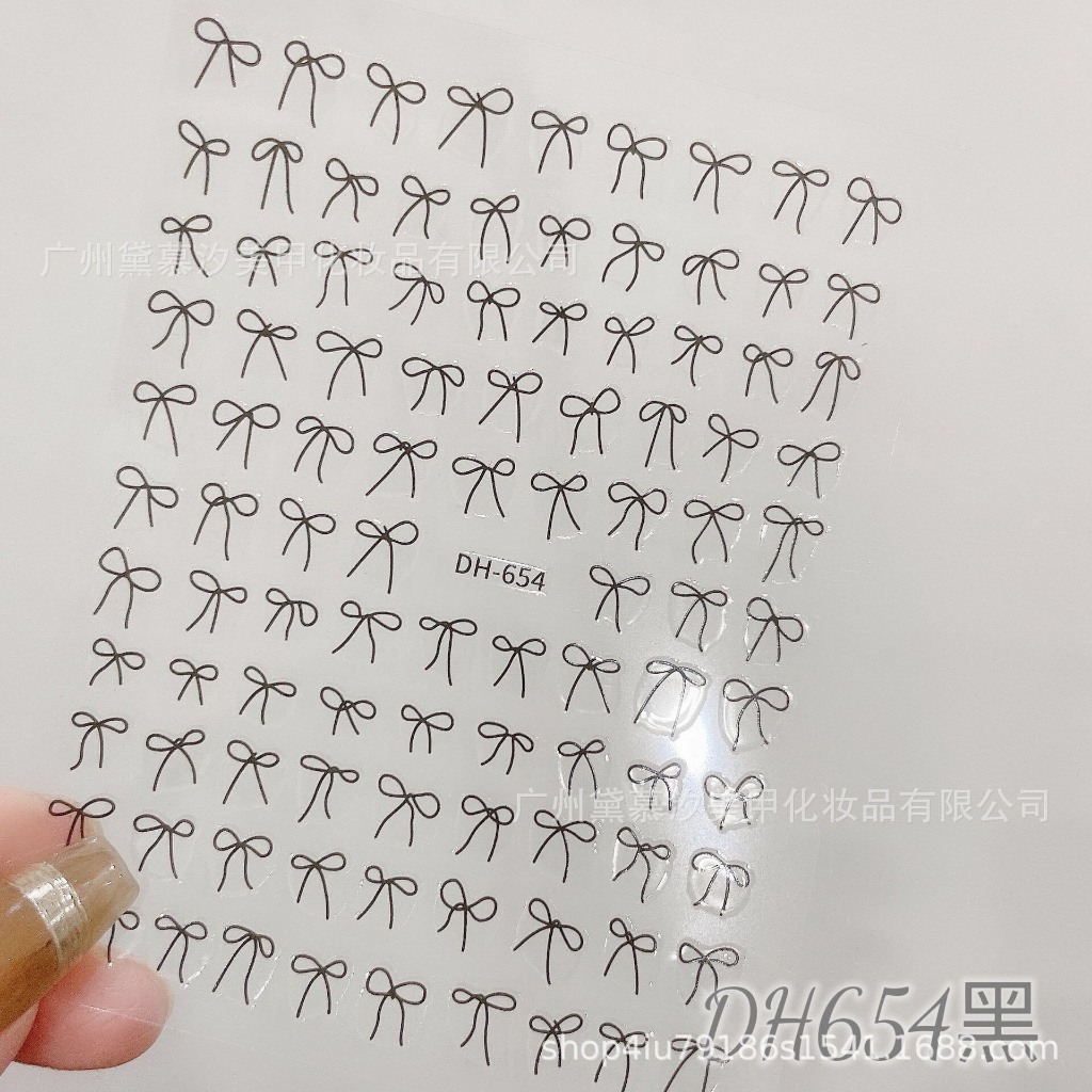 Sticker nail DH654 Nơ màu đen