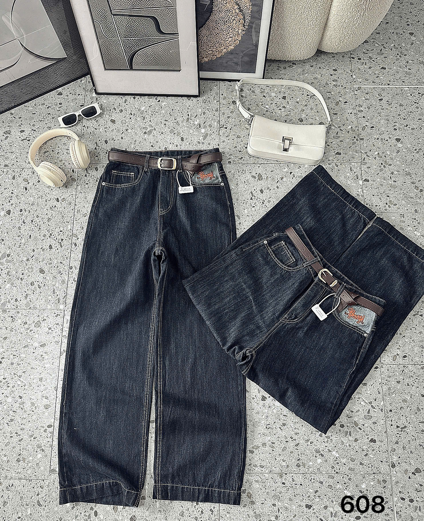 BIGSIZE NỮ-Quần suông thêu cún cam T- QJ608