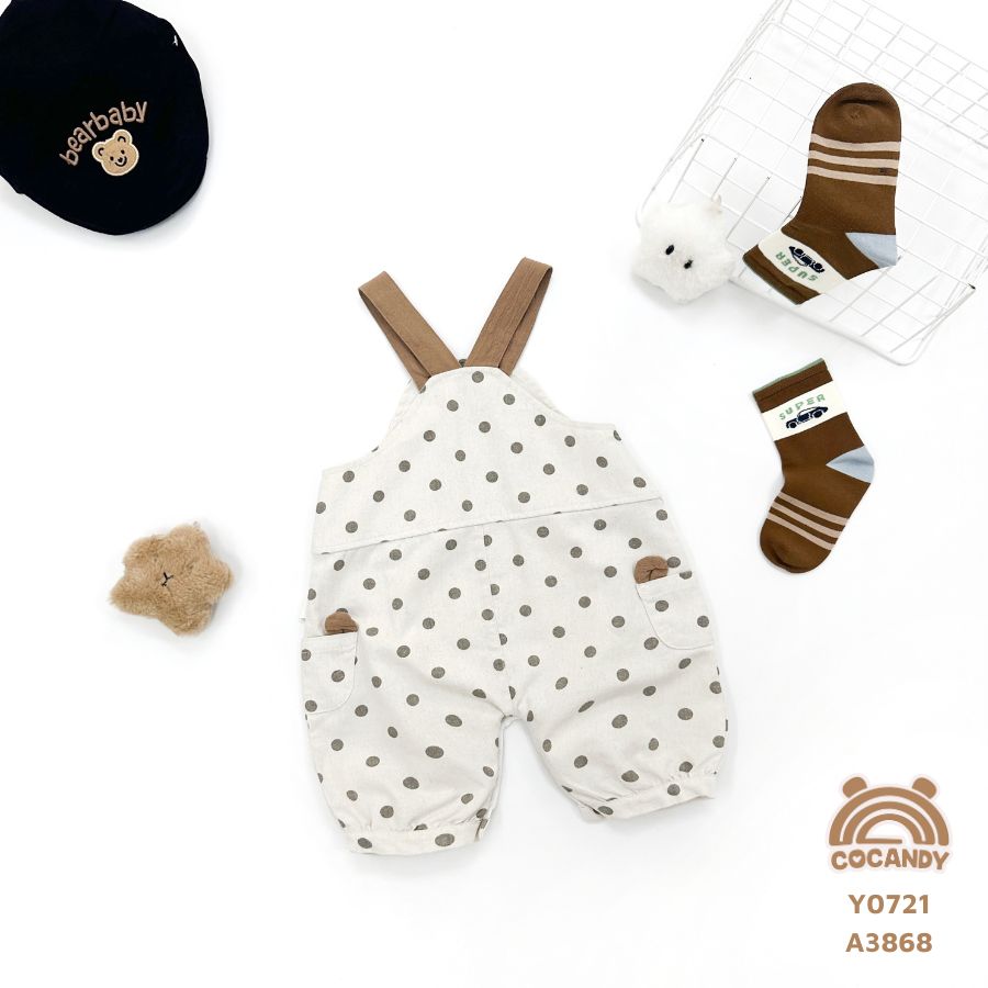 Yếm quần caro BE chấm bi quai NÂU_thumbnail_1