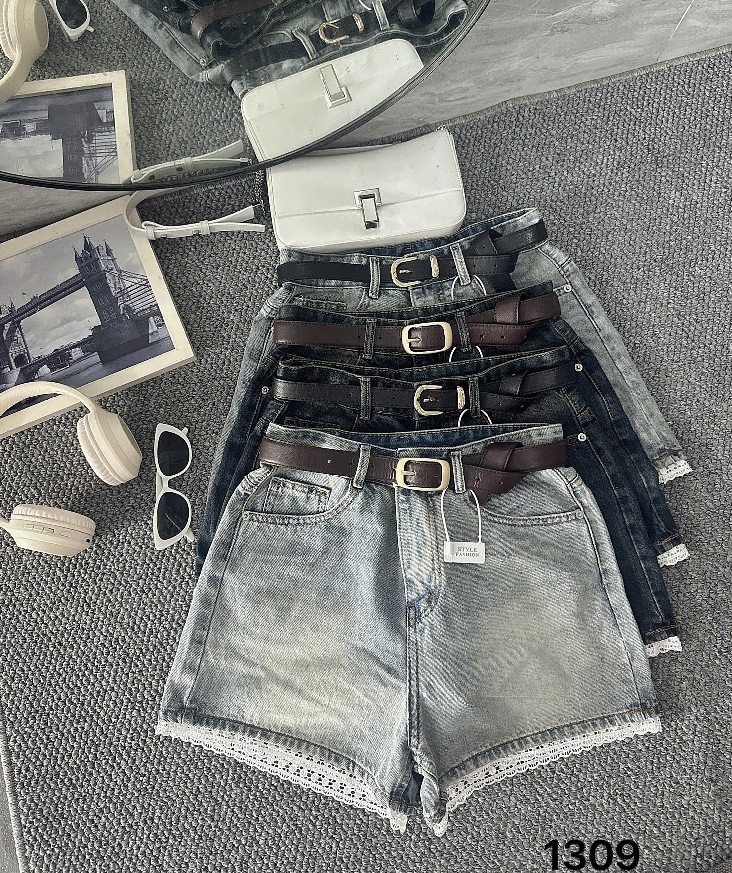 Quần short jean phối ren bigsize QSJ1309 dành cho nàng béo mập từ 55-90kg