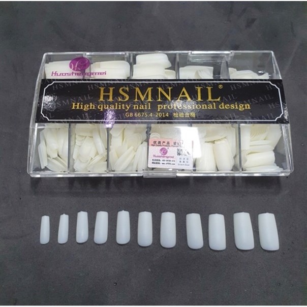 Móng úp phom vuông màu trắng đục