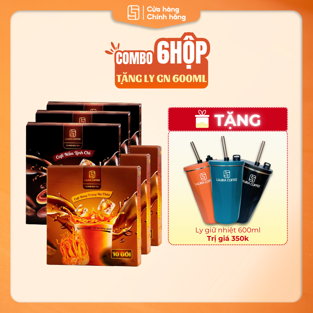 Combo 6 Hộp Cà phê Tặng 1 Bình giữ nhiệt 600ml