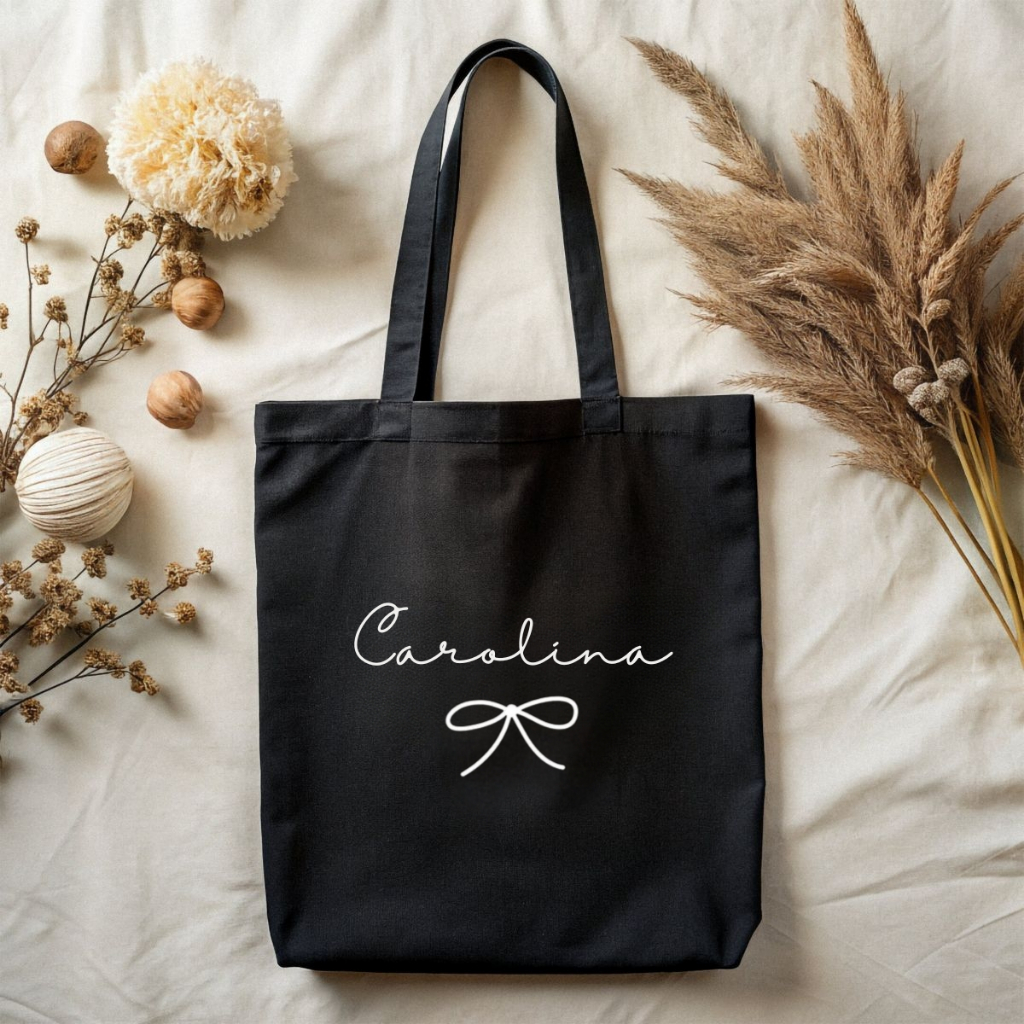 Túi tote màu đen mẫu chữ đơn giản - Túi tote vải canvas 33x37 có khóa kéo đựng vừa A4, laptop Loza TOTE19_thumbnail_1