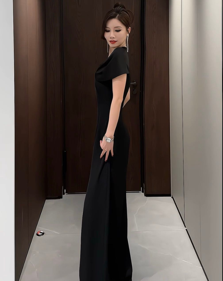 Jumpsuit dài cổ tim phối nơ trễ vai sang trọng_thumbnail_3