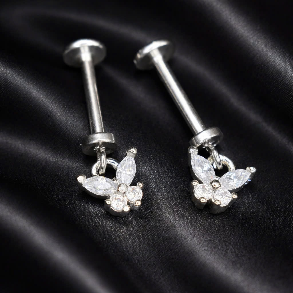 Khuyên kiểu vertical bướm trắng