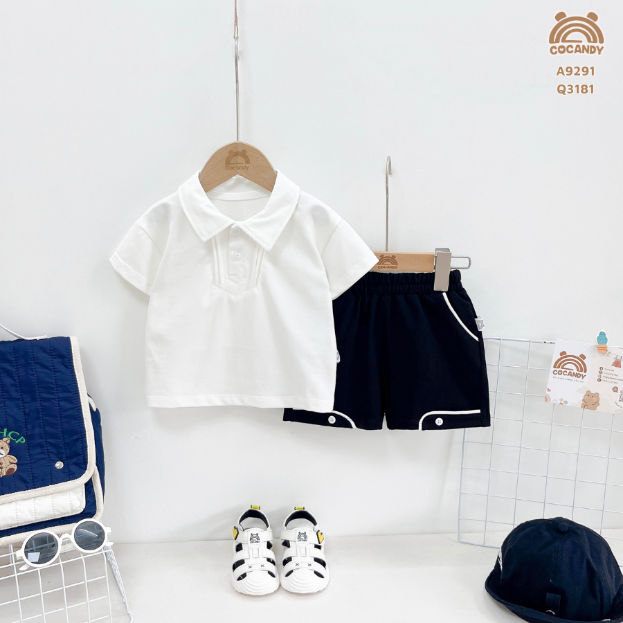 Áo cộc thun cá sấu TRẮNG polo xếp ly cổ