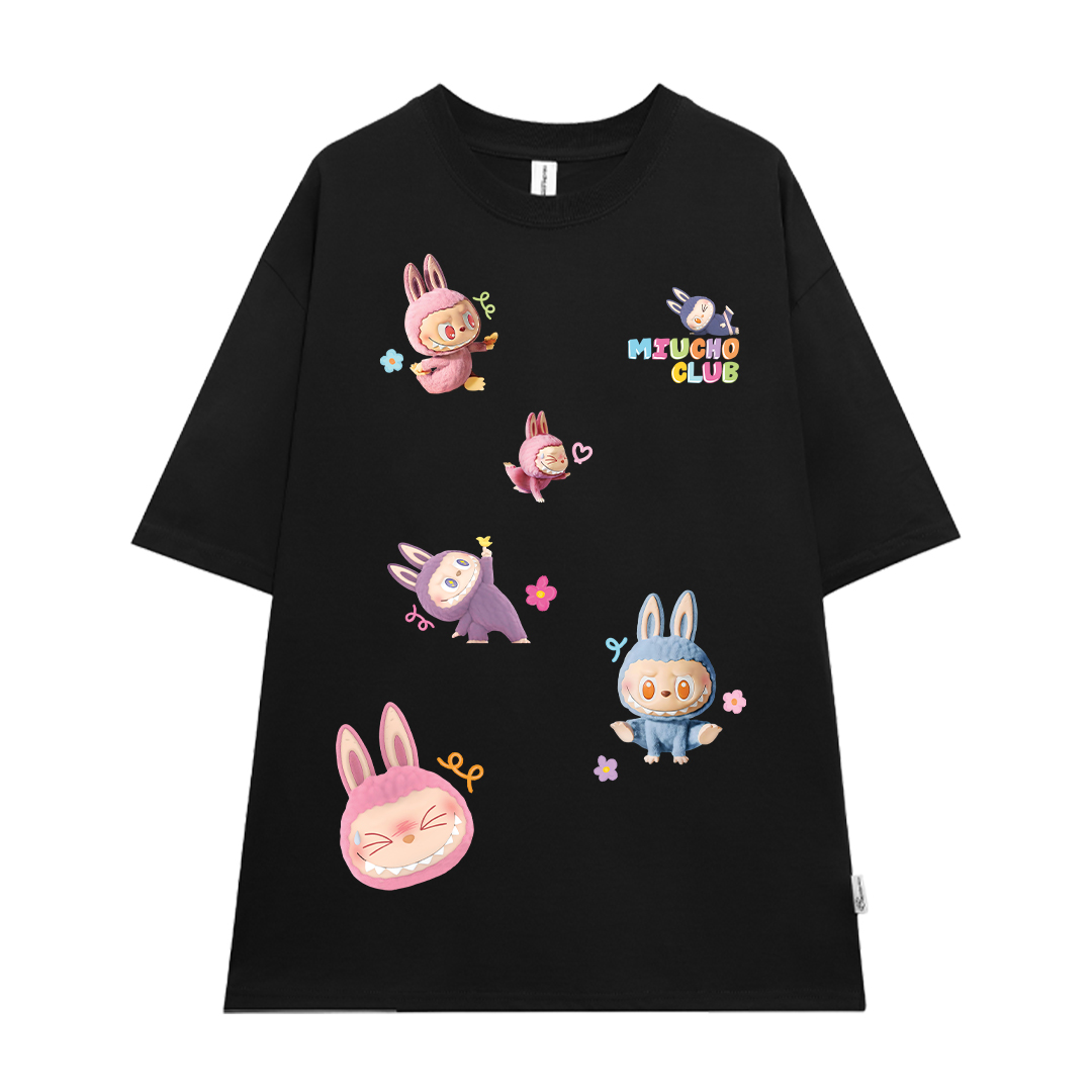 Áo phông labubu form rộng nhiều màu ATD1450 Miucho vải cotton cổ tròn in mix_thumbnail_9