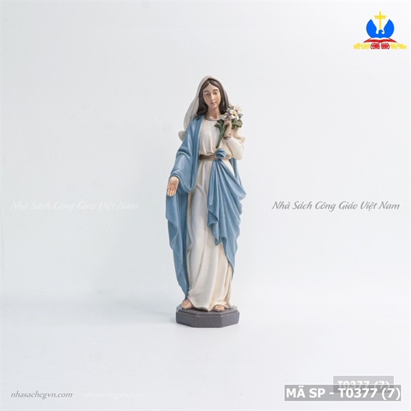 Tượng Đức Mẹ hoa huệ áo trắng 25cm_thumbnail_3