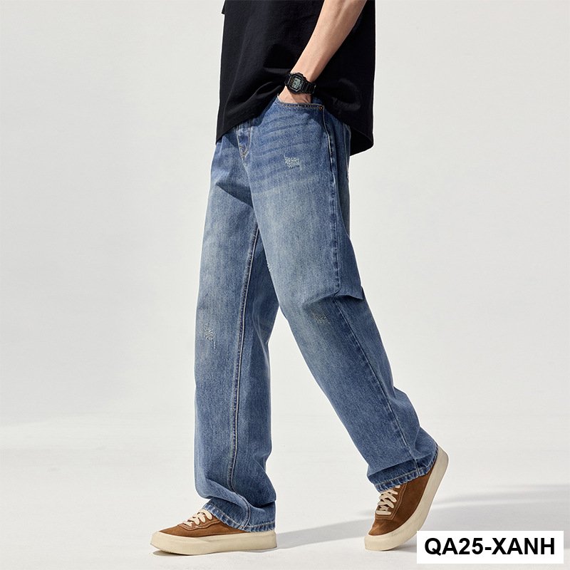 2025Mùa thu đông giặt quần jean retro nam thương hiệu thời trang Mỹ thường ngày đa năng trẻ trung quần ống rộng bán buôn_thumbnail_3