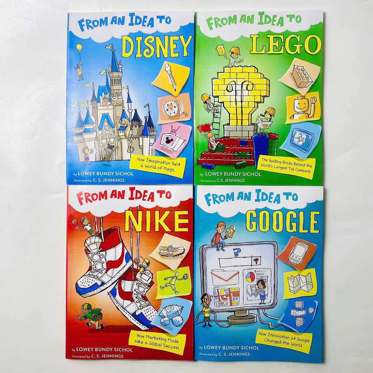 Bộ sách 4 cuốn From an idea to Google, Disney, Nike, Lego