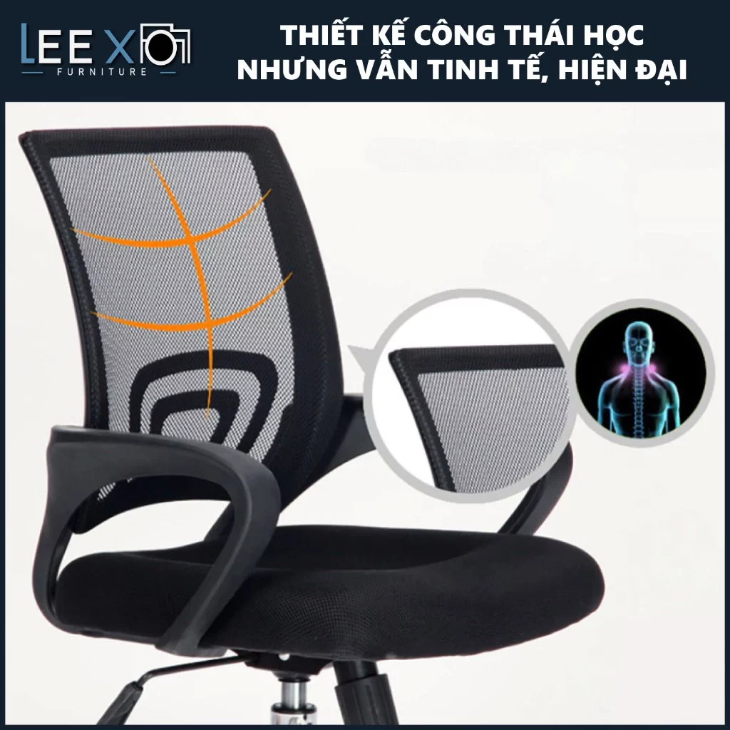 Ghế Văn Phòng LX405 – Ghế Xoay Lưng Lưới Thoáng Khí, Nệm Ngồi Êm Ái, Thư Giãn Mọi Giờ Học Và Làm Việc_thumbnail_6
