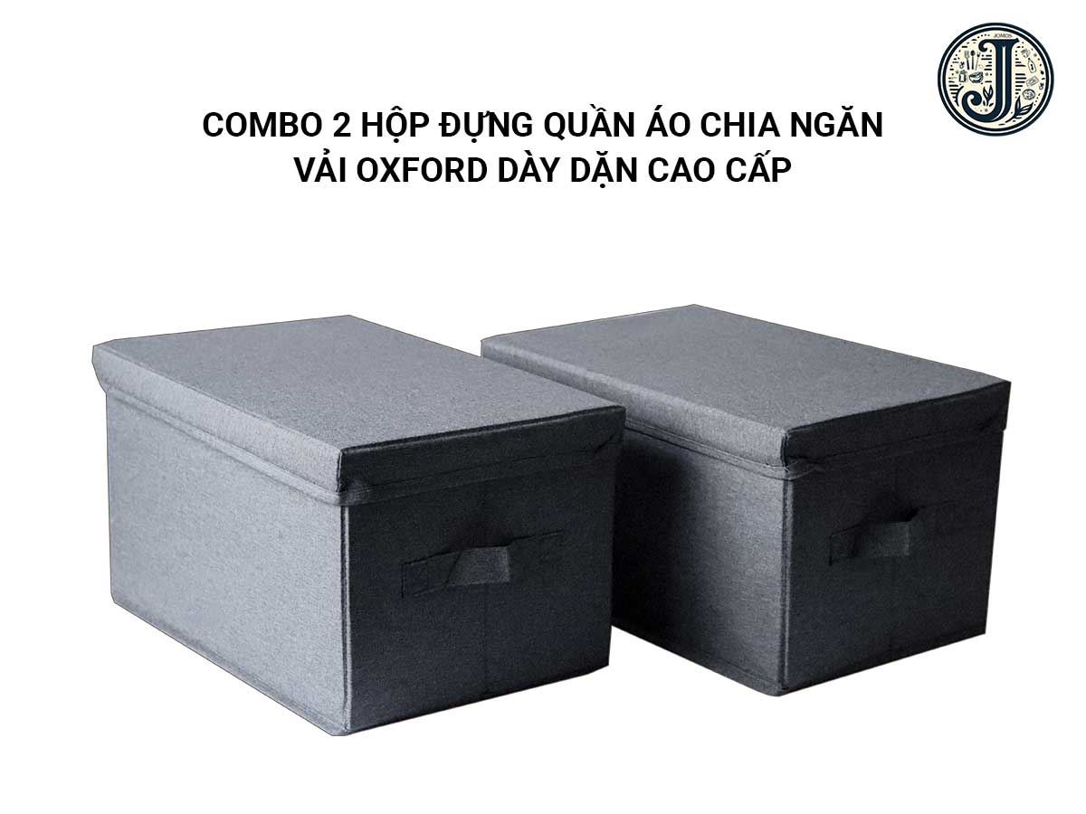 Set 2 hộp đựng quần áo chia ngăn Jomos, 7 ngăn, vải oxford J21 -_thumbnail_1