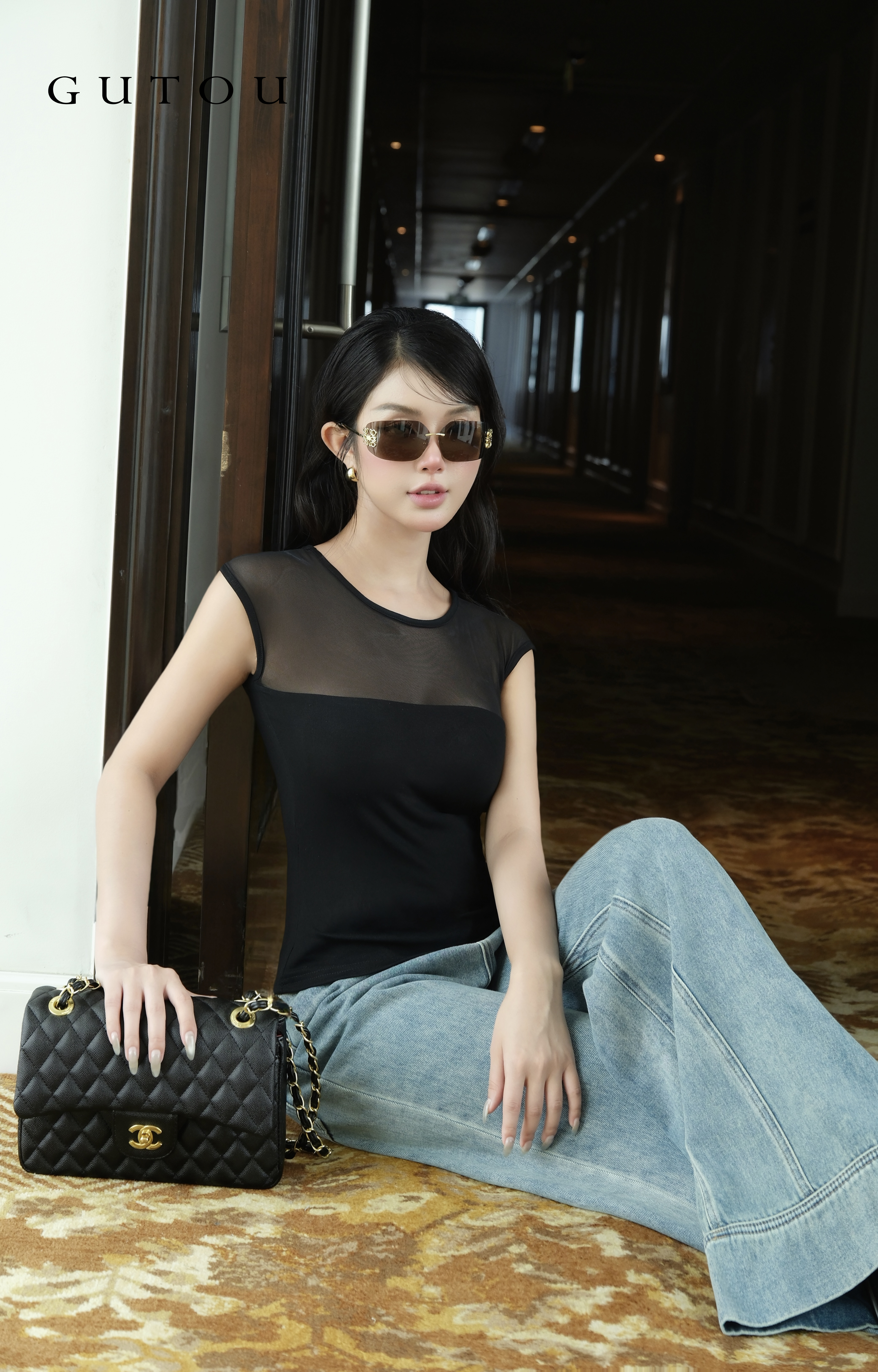 [ GUTOU ] Quần Jean Suông Basic Lai Xẻ_thumbnail_5