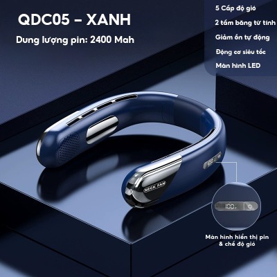 Quạt Đeo Cổ NMIMART 360 Độ, 5 Tốc Độ Gió, Pin 2400mAh Sạc Tiện Lợi QDC05, Mát Lành Mọi Nơi_thumbnail_1