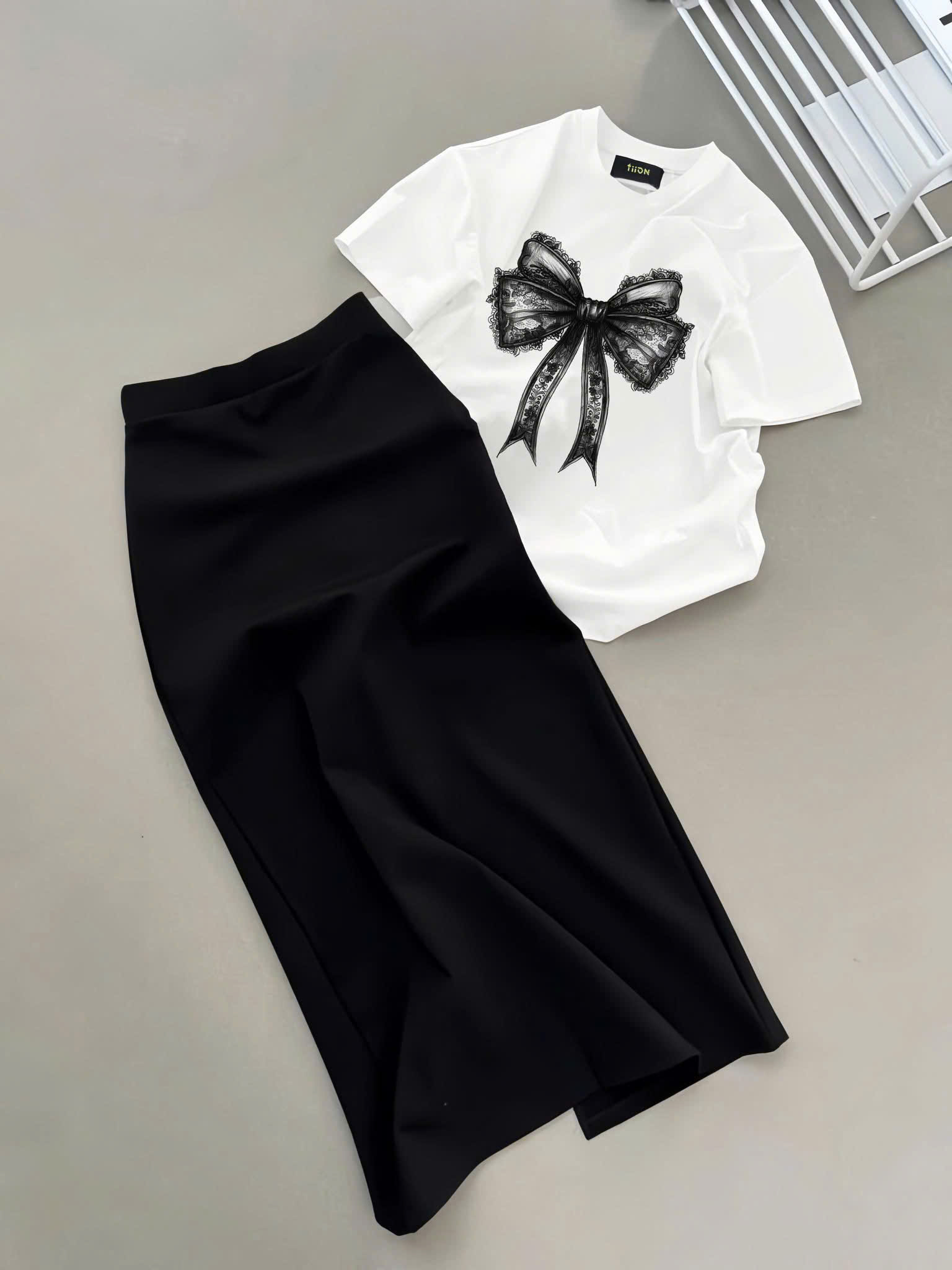 Set chân váy dài + áo thun nơ_thumbnail_0