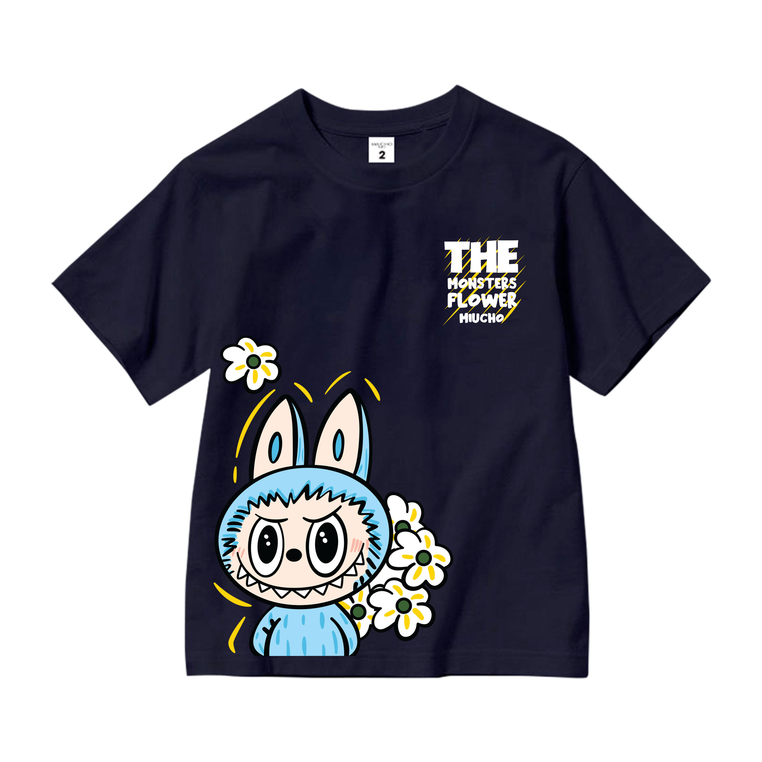 Áo thun bé gái labubu dễ thương nhiều màu sắc AED1465 Miucho Kid vải cotton thoáng mát cổ tròn in graphic_thumbnail_8