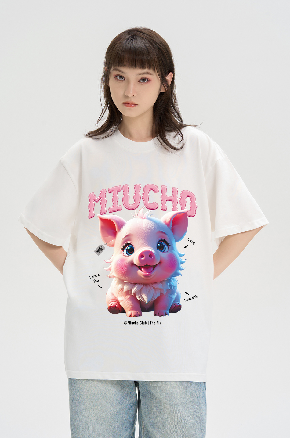 Áo thun form rộng 12 con giáp tuổi Hợi (tuổi heo) ATD1242 Miucho tay ngắn cổ tròn in mix_thumbnail_4