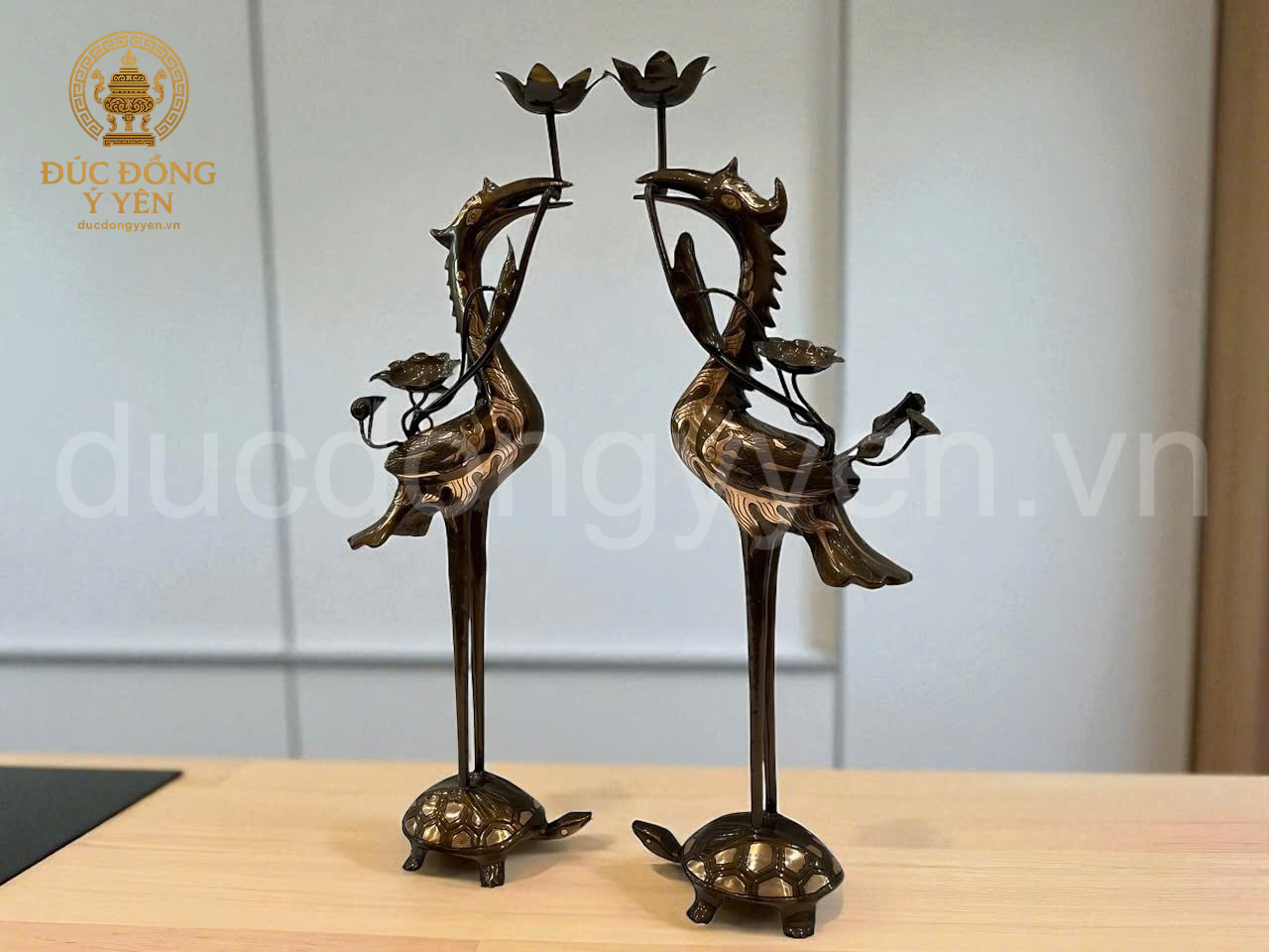 Hạc thờ trên ban thờ đúc đồng đỏ phớt cạo màu _thumbnail_1