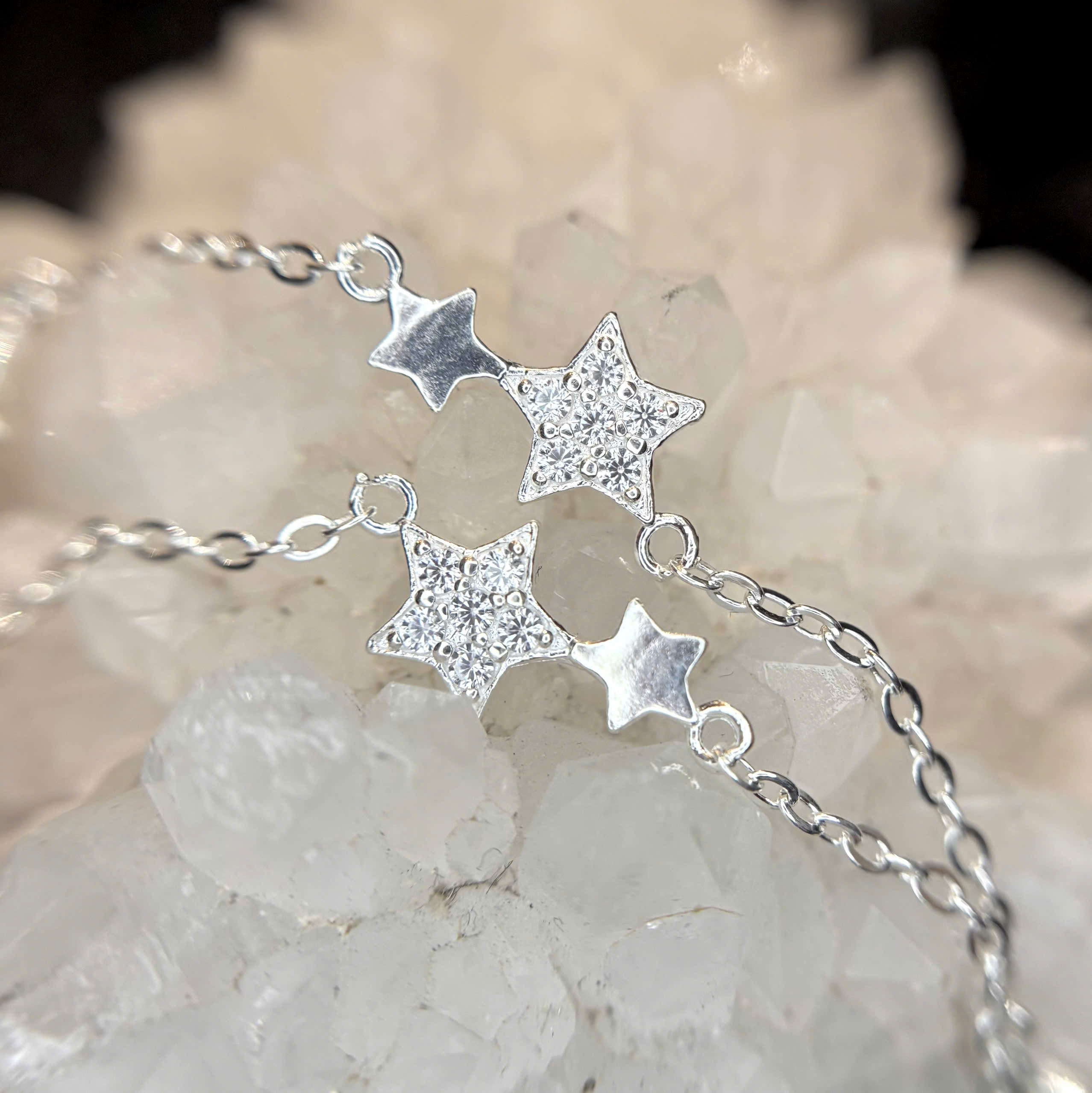 Vòng tay bạc xi bạch kim nhiều sao