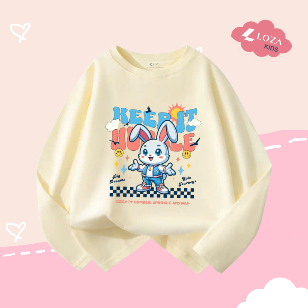 Áo thun dài tay bé gái in thỏ thi chạy - Loza Kids  KT3258_thumbnail_2