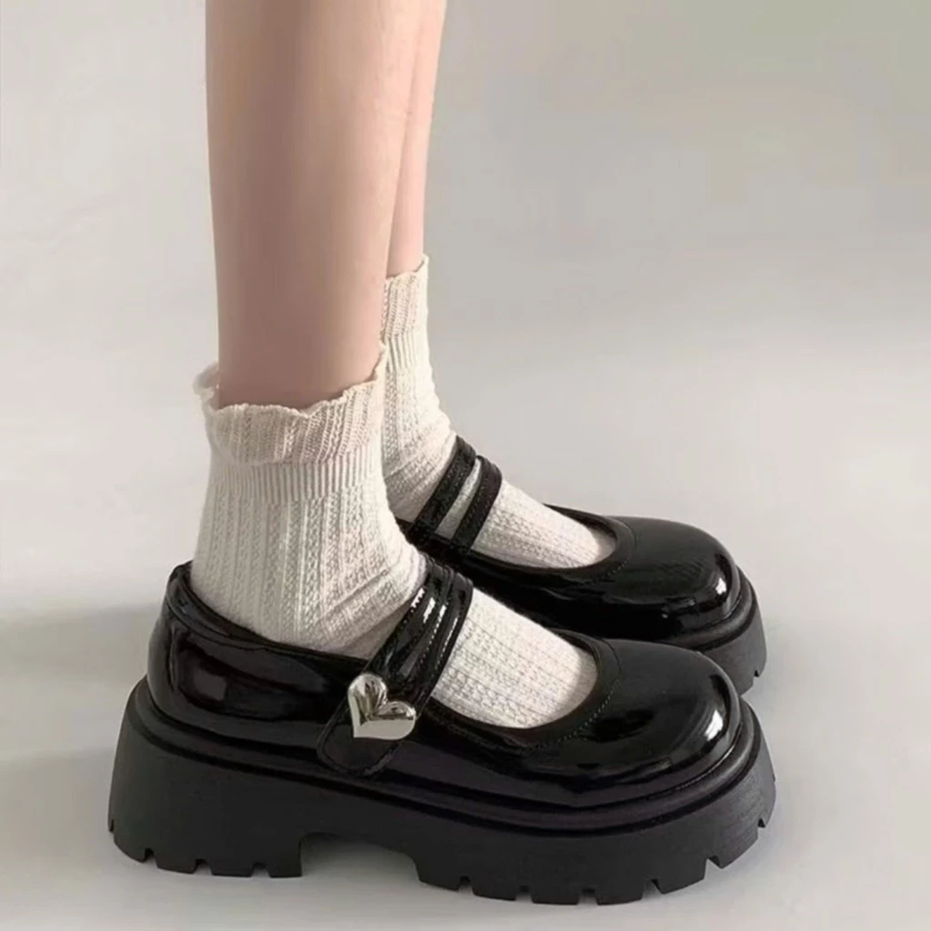 Giày LoLita Búp Bê Nữ Quai Dán Hình Trái Tim Đế Cao 5cm_thumbnail_2
