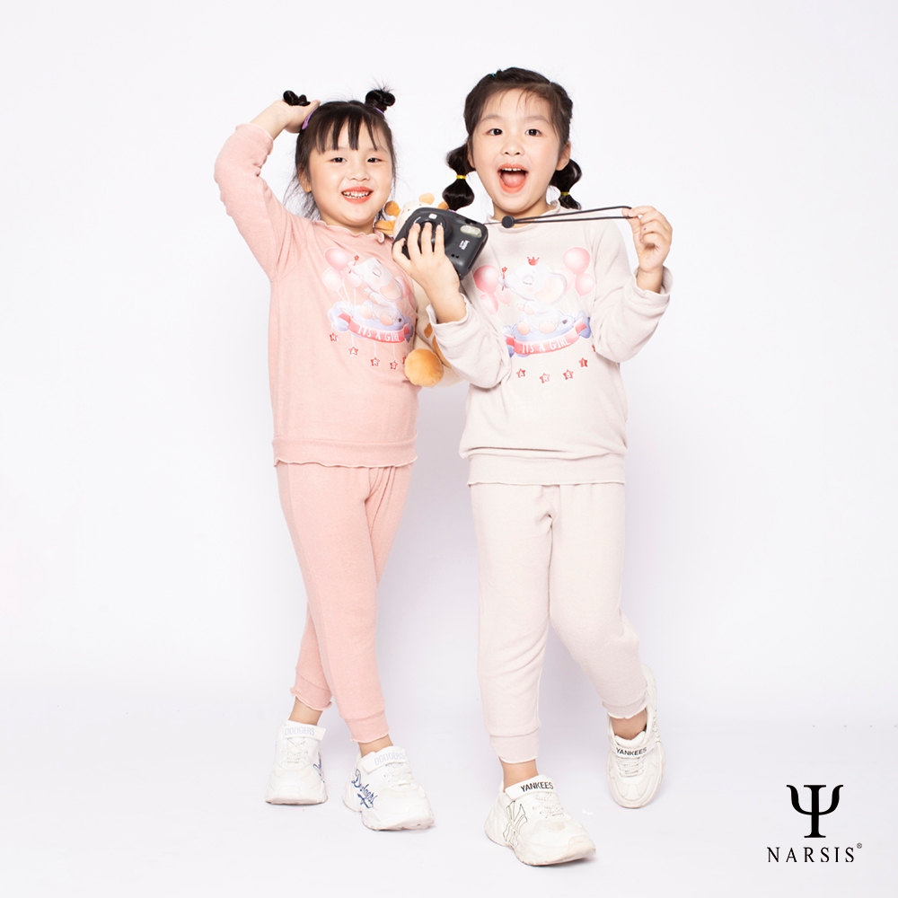 BỘ THU ĐÔNG BÉ GÁI NARSIS DÀI TAY PHỐI MÀU DỄ THƯƠNG CHẤT COTTON LEN ẤM ÁP KM2040 NARSIS VẢI LEN ..._thumbnail_1