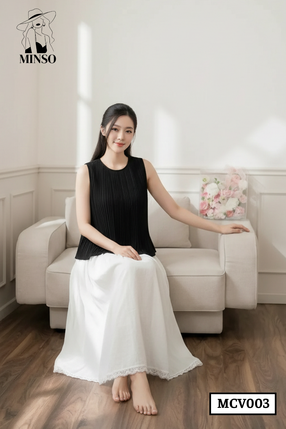 Chân váy trắng dáng dài suông - MCV003