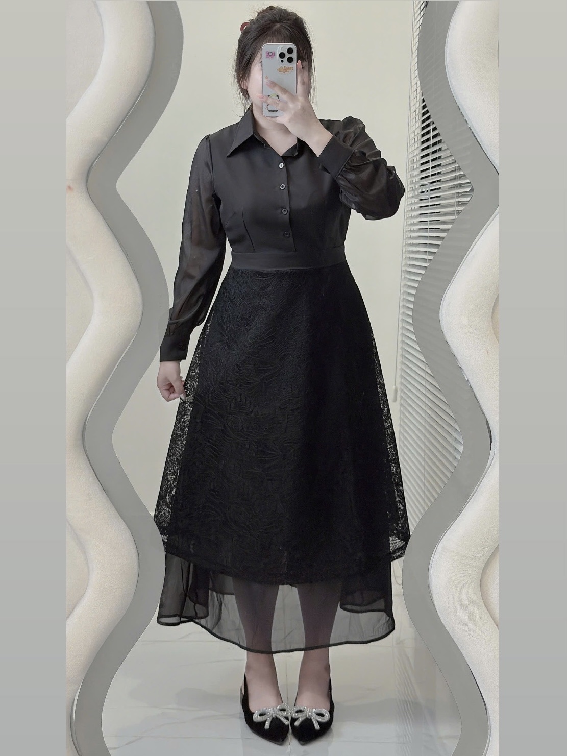 Đầm dáng dài phối ren kiểu bigsize DA156 dành cho nàng mũm mĩm từ 55-95kg_thumbnail_4