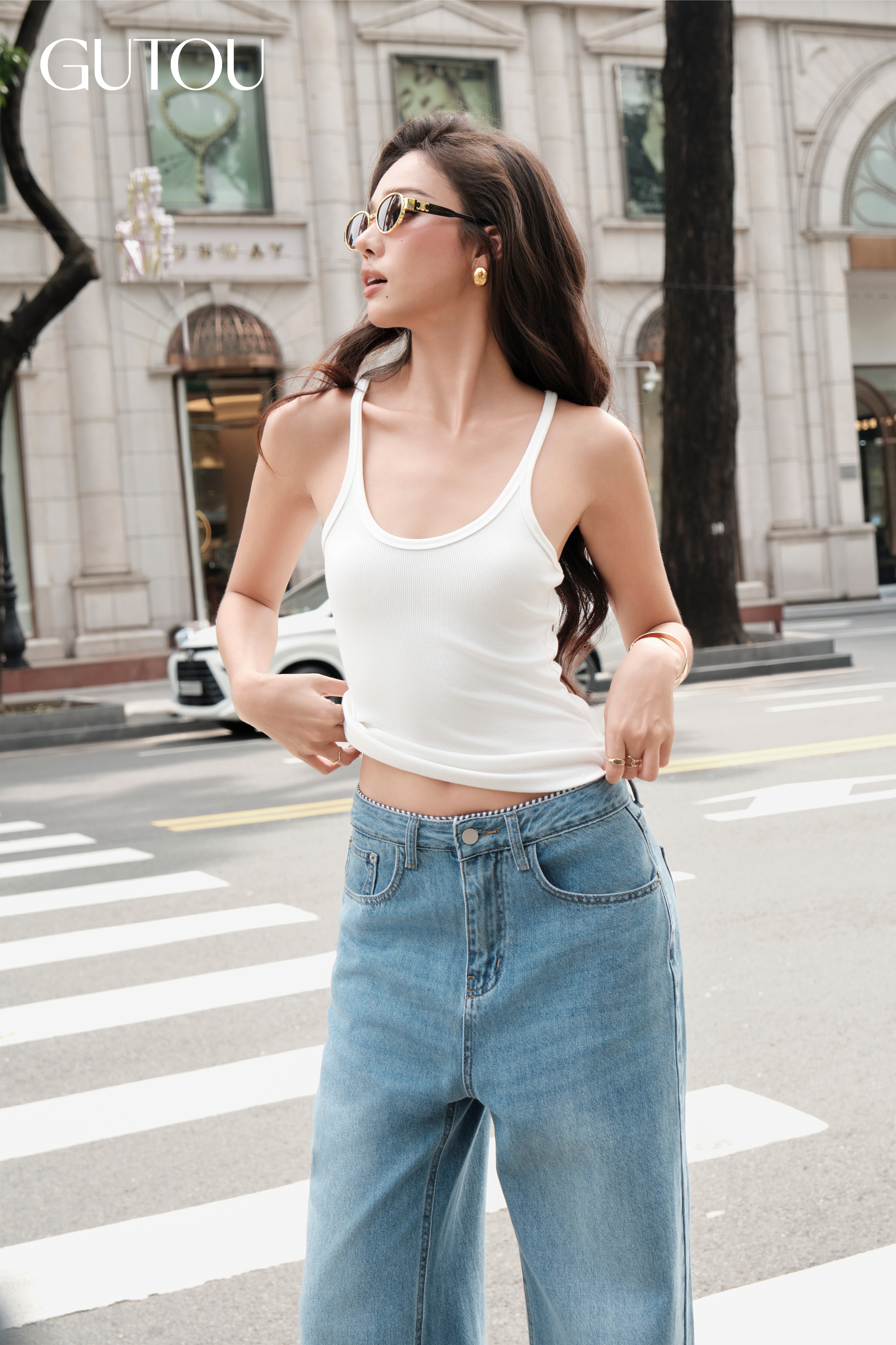 [ GUTOU ] Quần Jean Suông Trơn Lưng Kiểu New Style_thumbnail_3