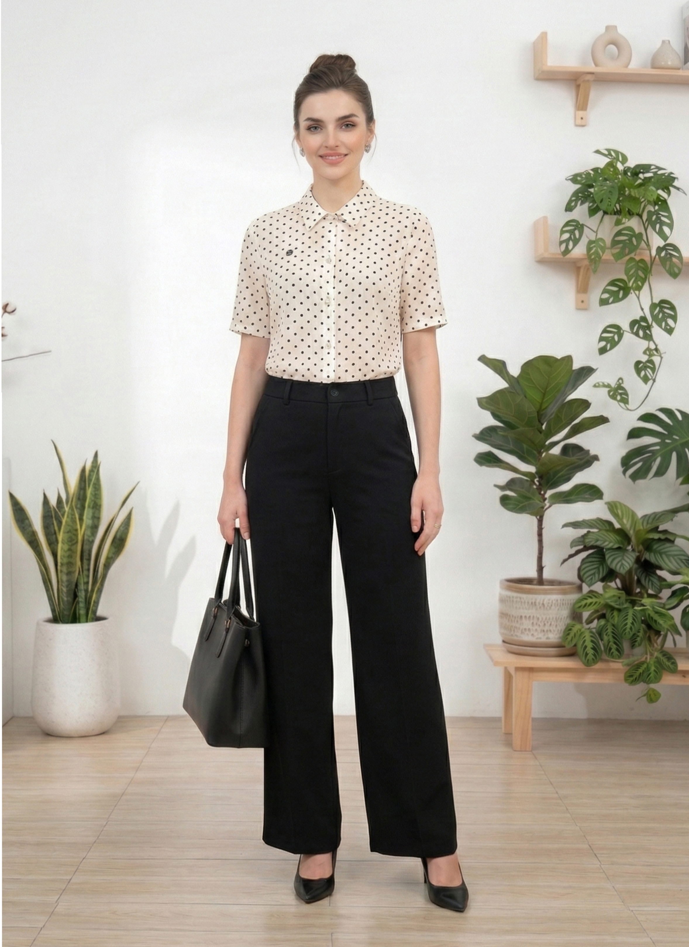 Quần vải tuytxi đen cạp cao dáng suông thẳng thiết kế MAZANO_thumbnail_4