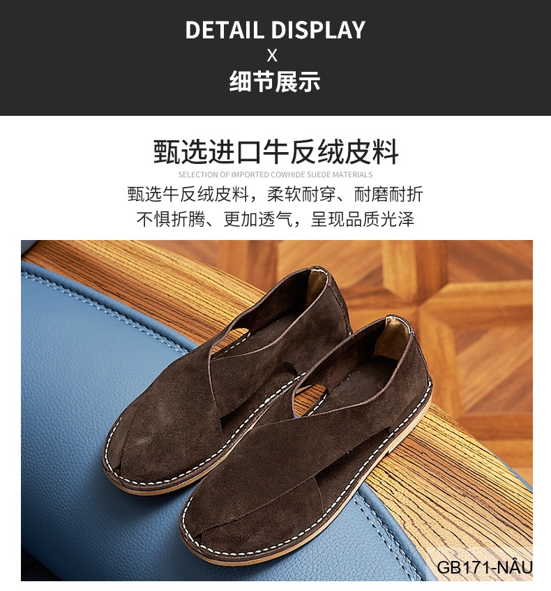 GB171 - Giày Lười Nam Da Lộn Bò Thiết Kế Bít Mũi, Thoáng Khí Chống Trượt, Phong Cách Thường Ngày_thumbnail_7