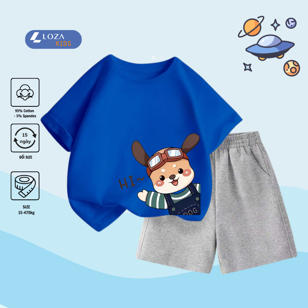 Bộ đồ  bé trai in hình gấu Hi -  Loza Kids SB235_thumbnail_5