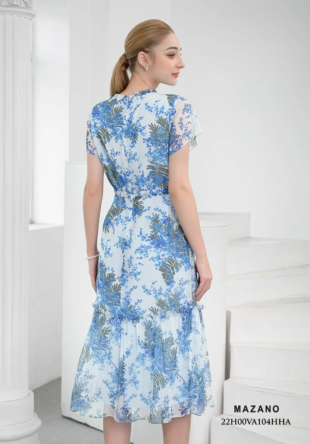 Đầm họa tiết bùng eo rút dây bèo tầng_thumbnail_1