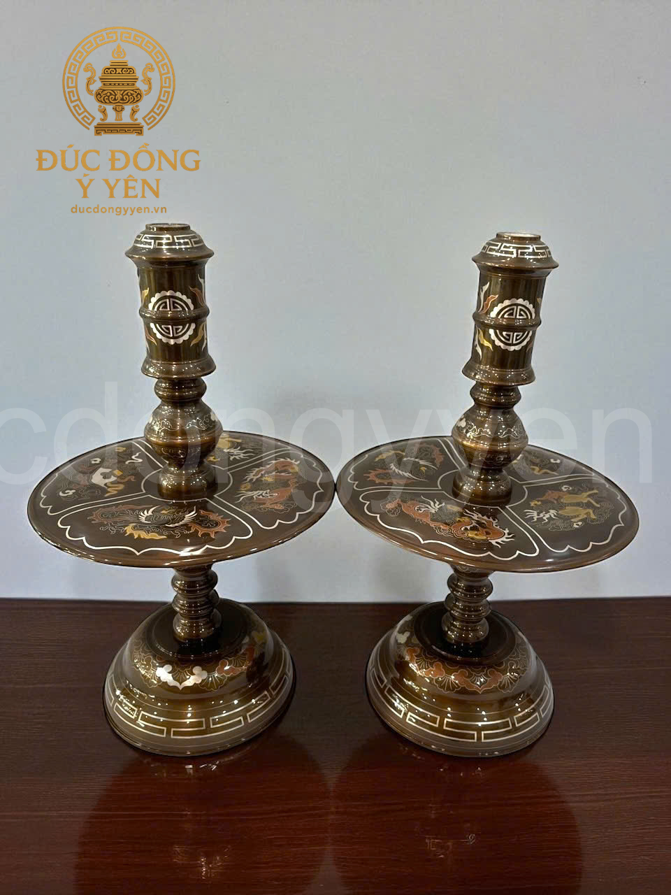 Bộ ngũ sự cao 60cm khảm ngũ sắc hoa văn khảm sen sắc nét_thumbnail_6