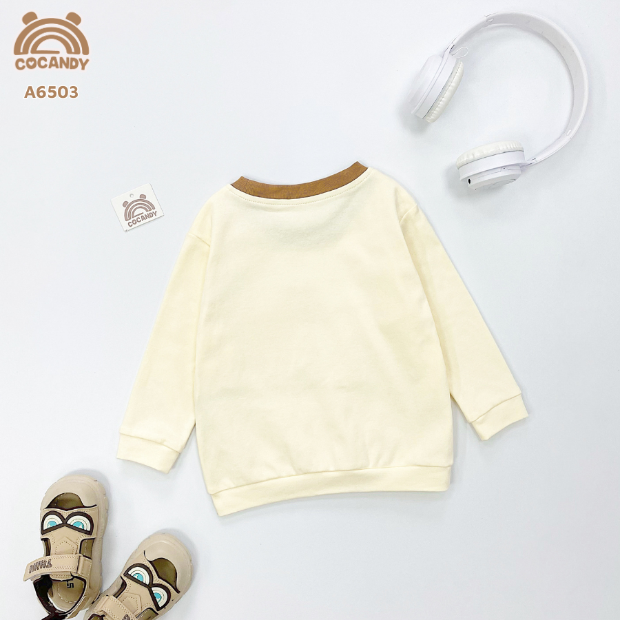 Áo dài BE cổ NÂU ĐẬM ngực nắp túi giả_thumbnail_1