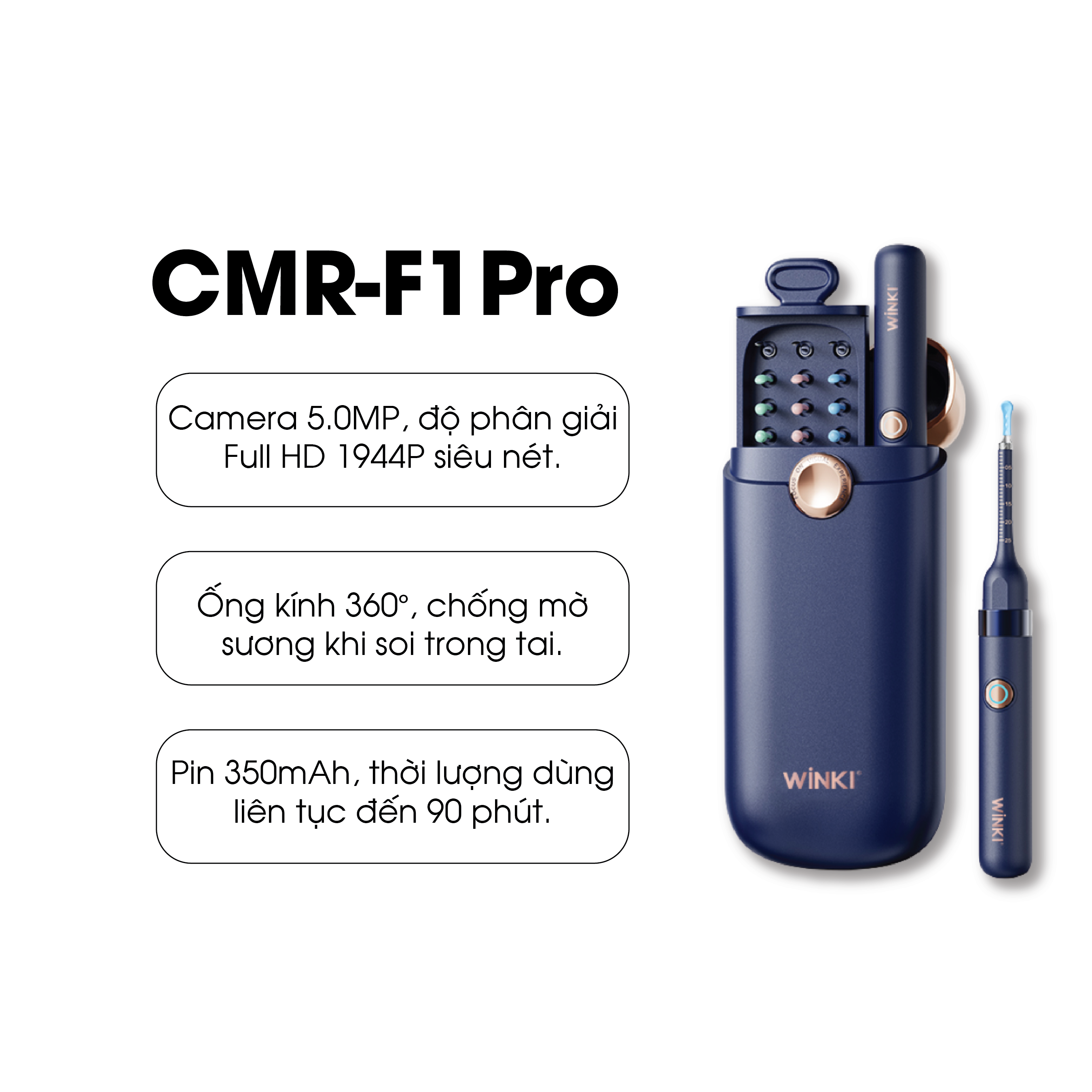 MÁY LẤY RÁY TAI CAMERA QUAN SÁT 360 ĐỘ WINKI F1PRO - CMR-F1Pro