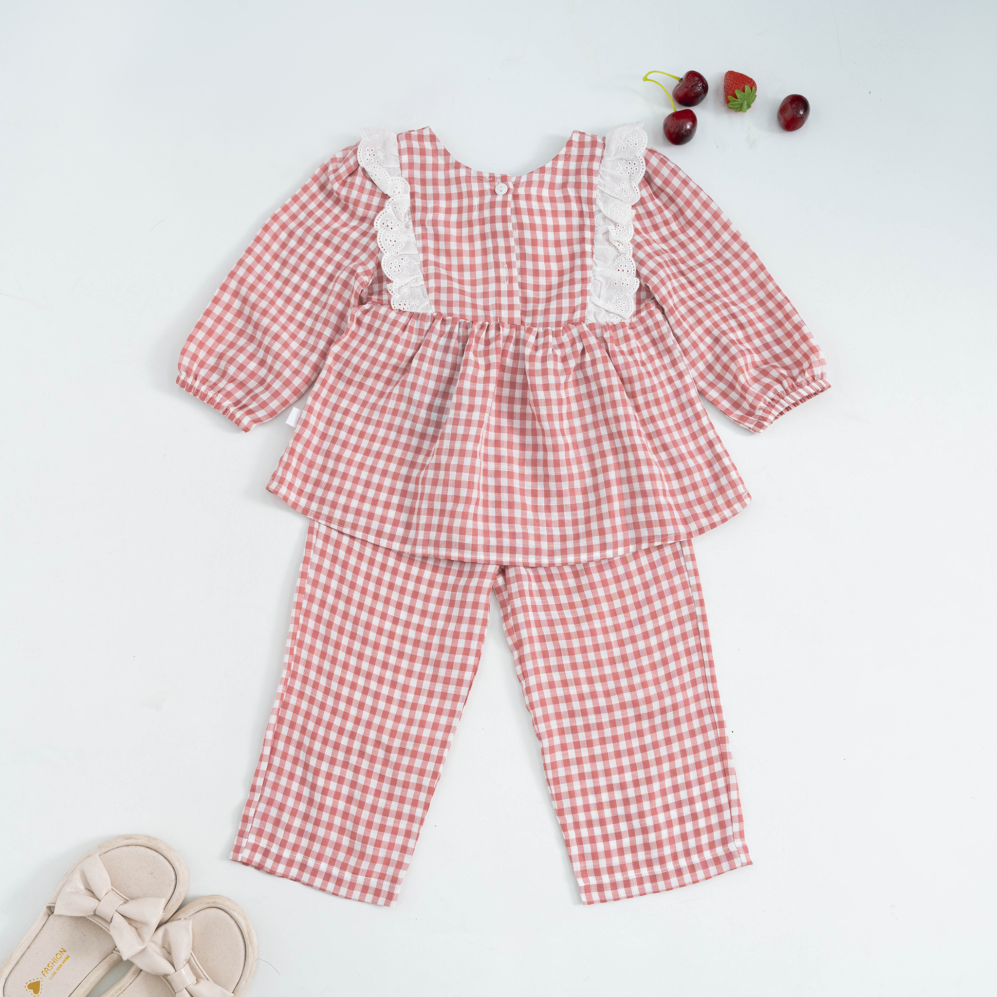 Bộ pyjama kẻ phối ren trắng_thumbnail_5