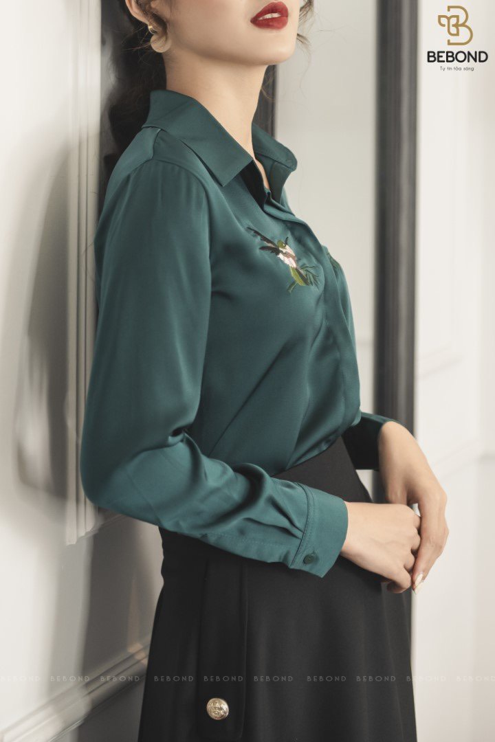 Áo sơ mi lụa thêu 2 bên- xanh cổ vịt_thumbnail_3
