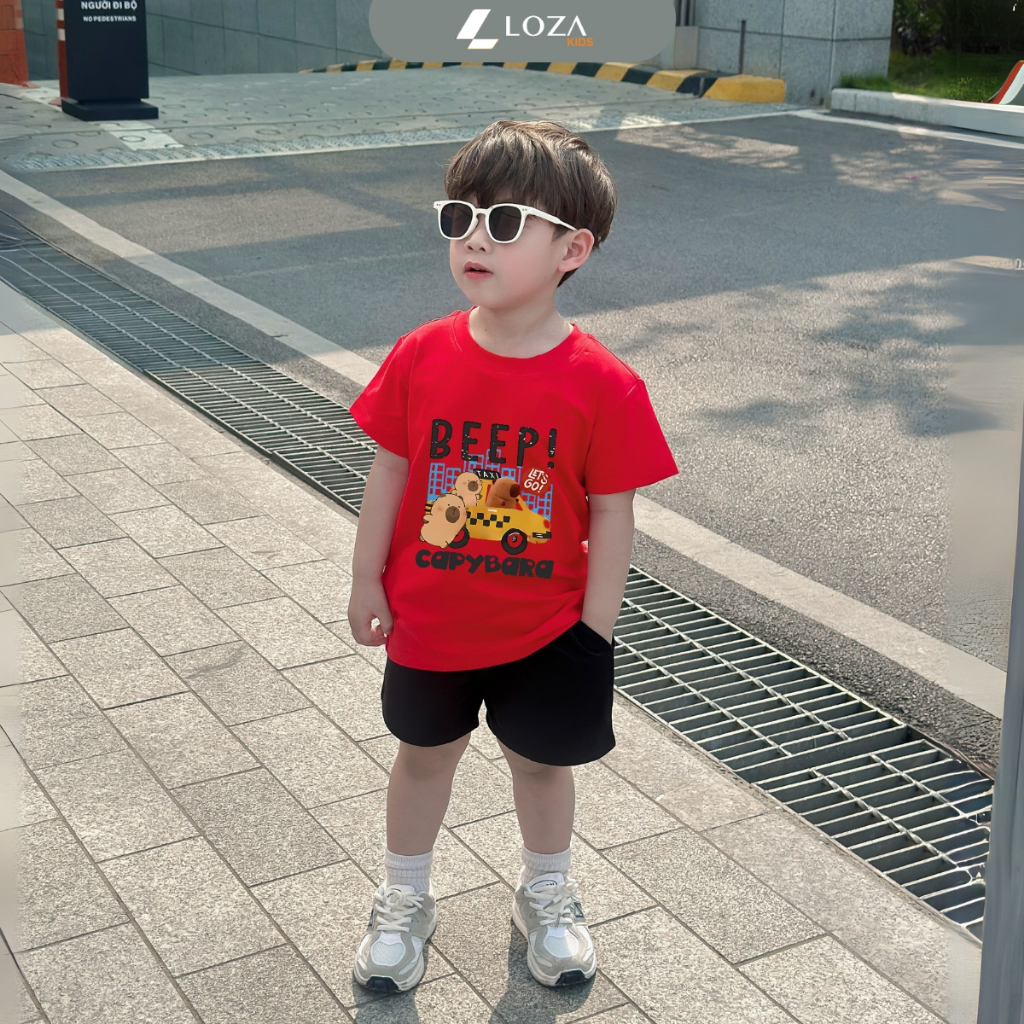 Bộ đồ cộc bé trai in hình Capybara lái xe - Loza Kids SB241_thumbnail_4
