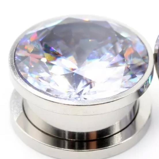 Khuyên nong kiểu kim cương trắng size 16.