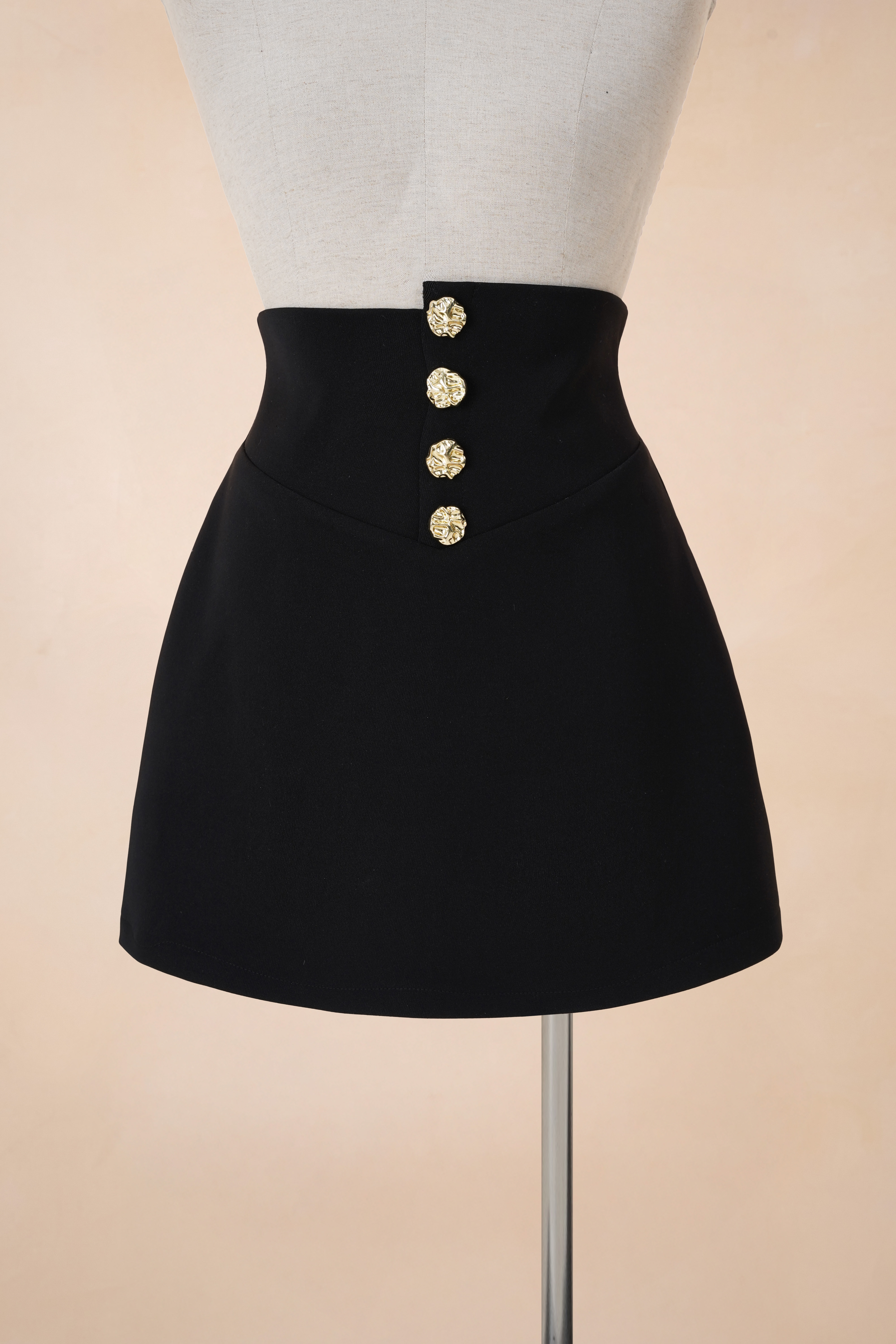 Chân Váy Chữ A Cúc Đồng Ngắn