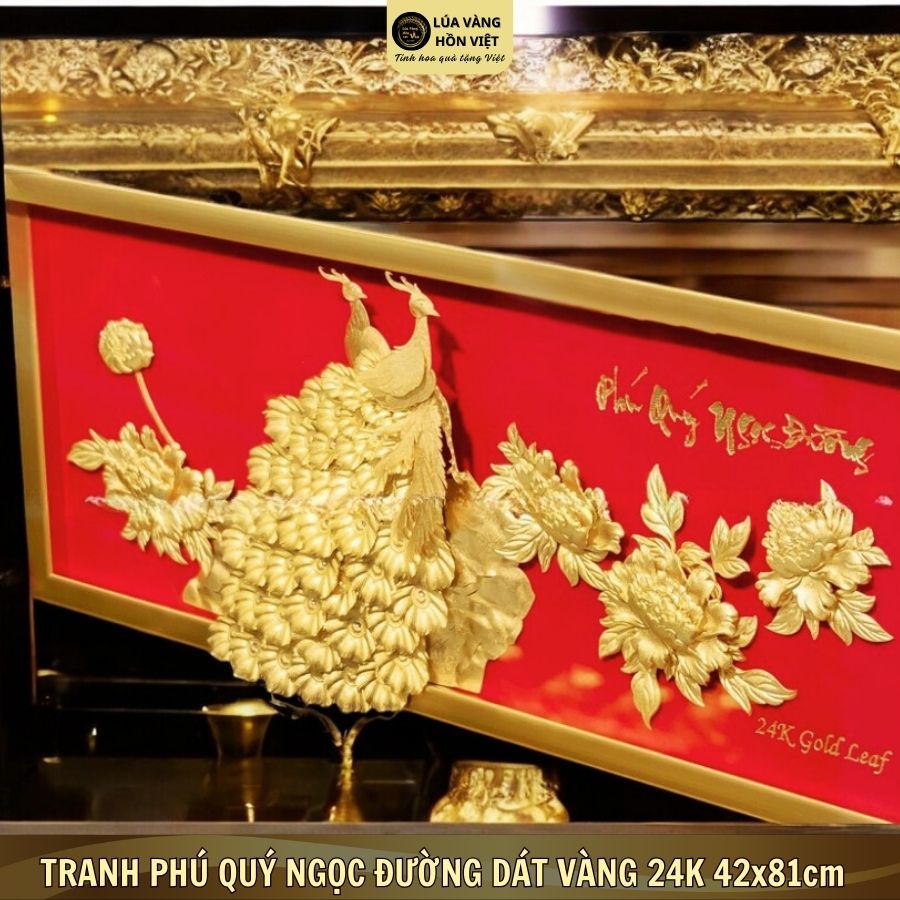 TRANH PHÚ QUÝ NGỌC ĐƯỜNG DÁT VÀNG 24K 42x81cm_thumbnail_4