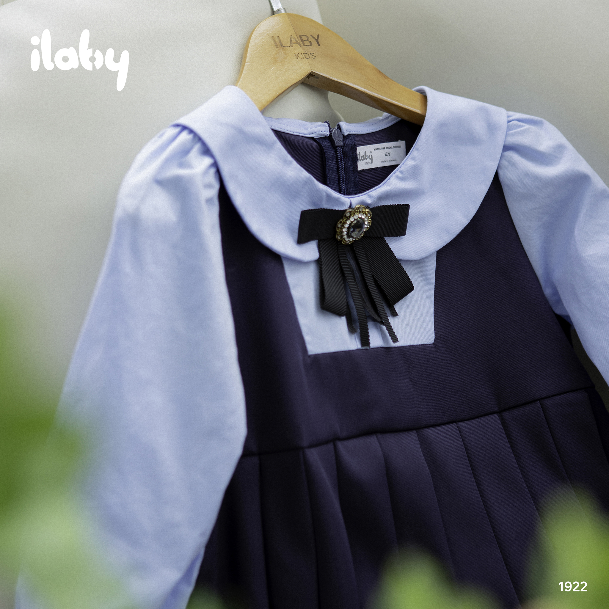 Váy xếp ly giả yếm phối màu xanh trời_thumbnail_5