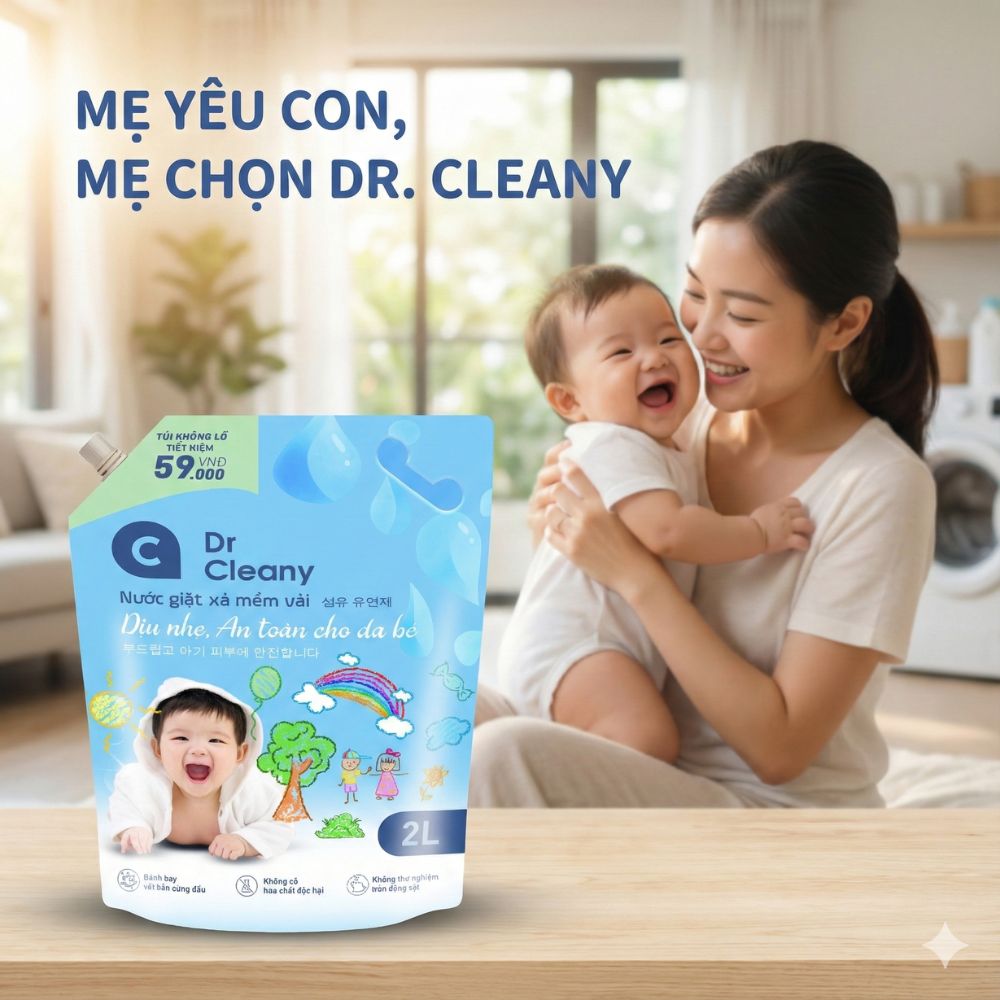 Nước Giặt Xả Cho Bé Dr. Cleany 2kg - Dịu Nhẹ, An Toàn Cho Da Nhạy Cảm_thumbnail_2