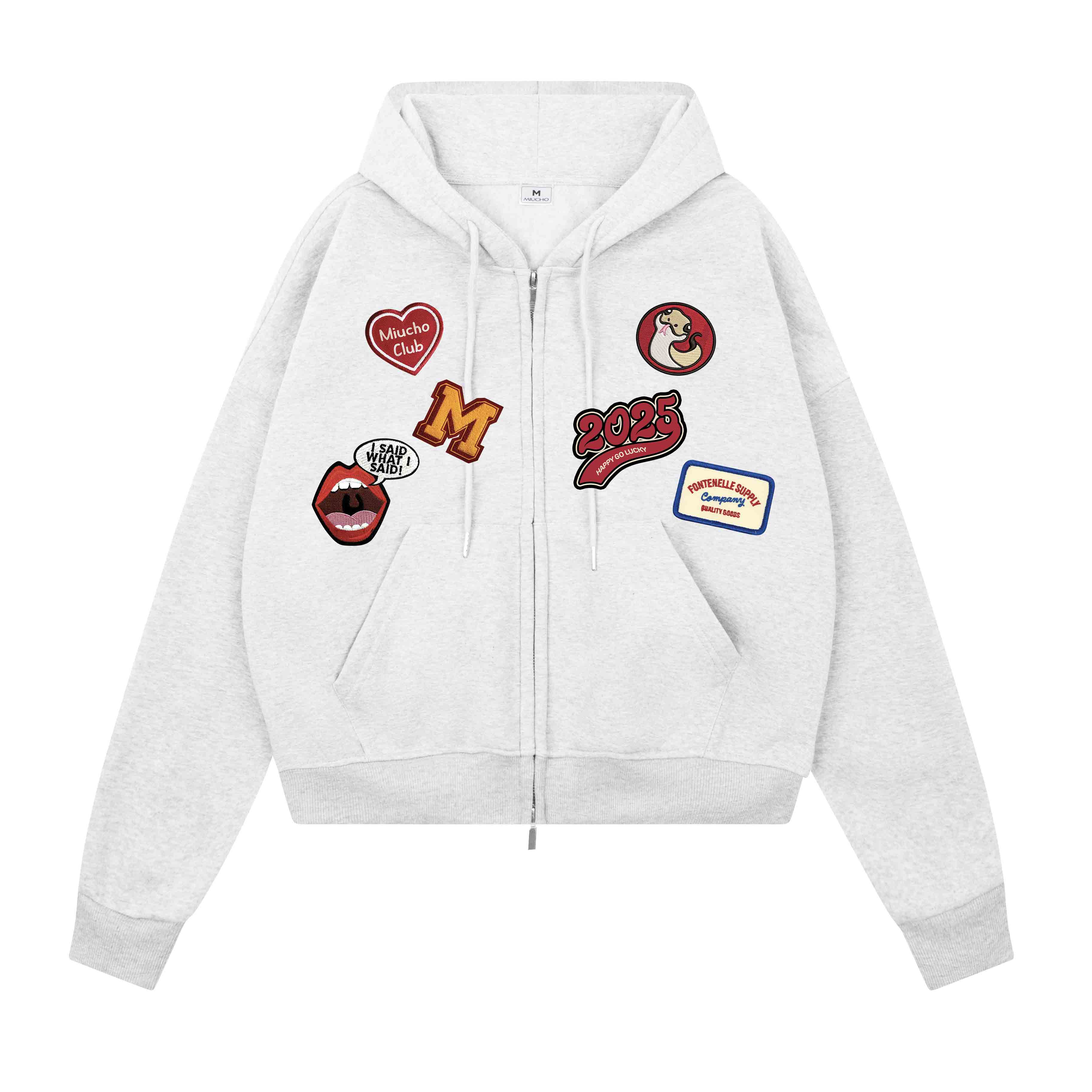 Áo hoodie zip nam form boxy 1884 Miucho Club chất vải nỉ bông dày dặn mịn in mix