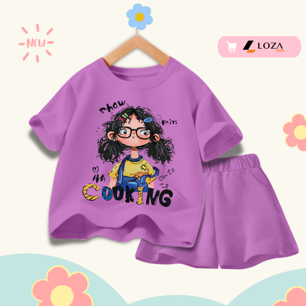Bộ đồ bé gái in hình bé gái Cooking -  Loza Kids SB355_thumbnail_2