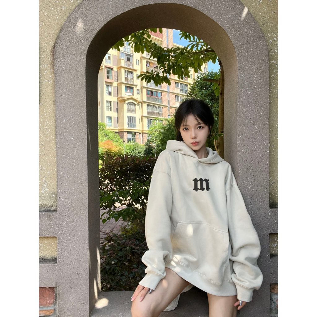 Áo hoodie nữ form rộng HDD281 Miucho chân cua dày dặn in typography_thumbnail_3