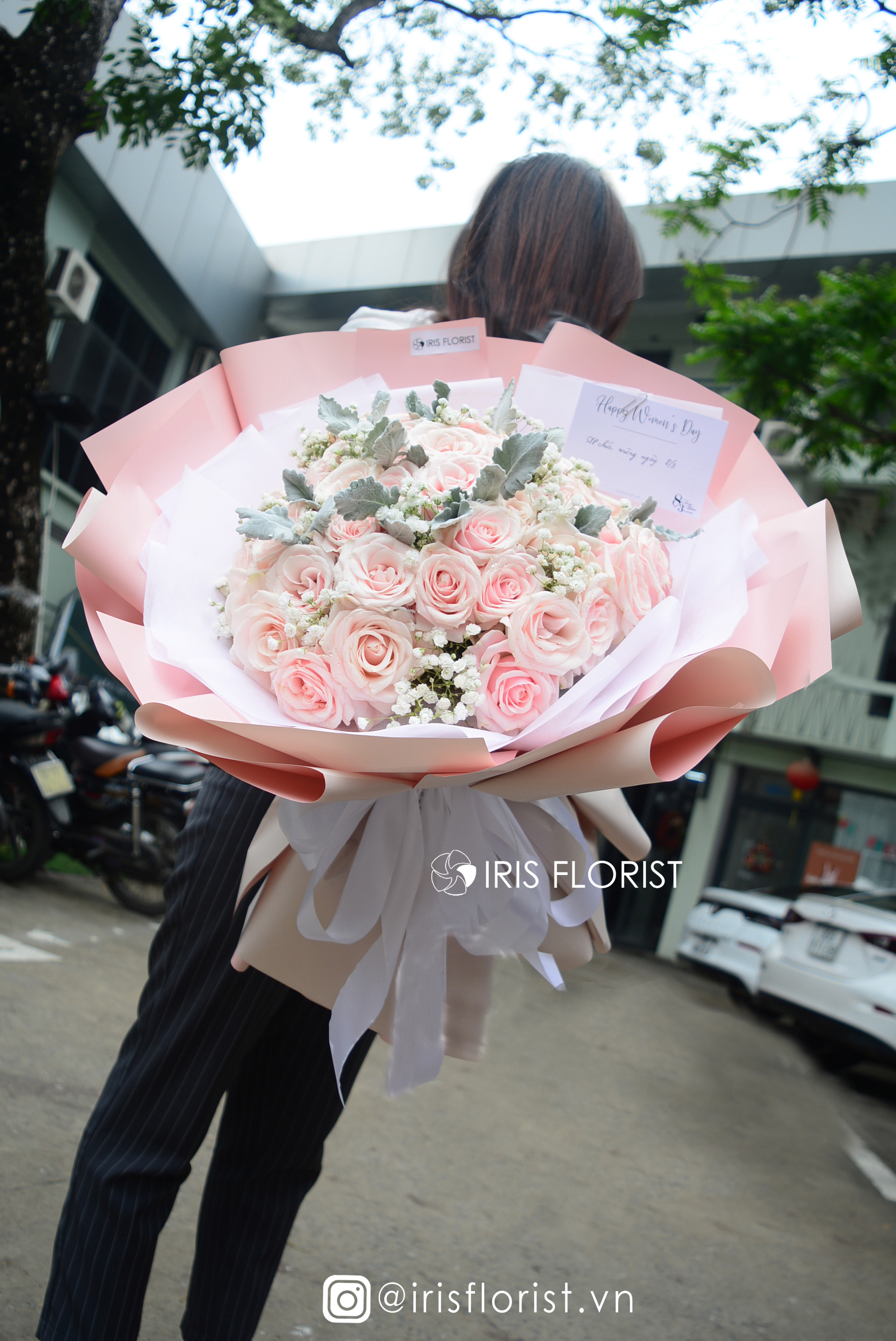 Hồng kem dâu mix Baby - Big Size - 50 Bông