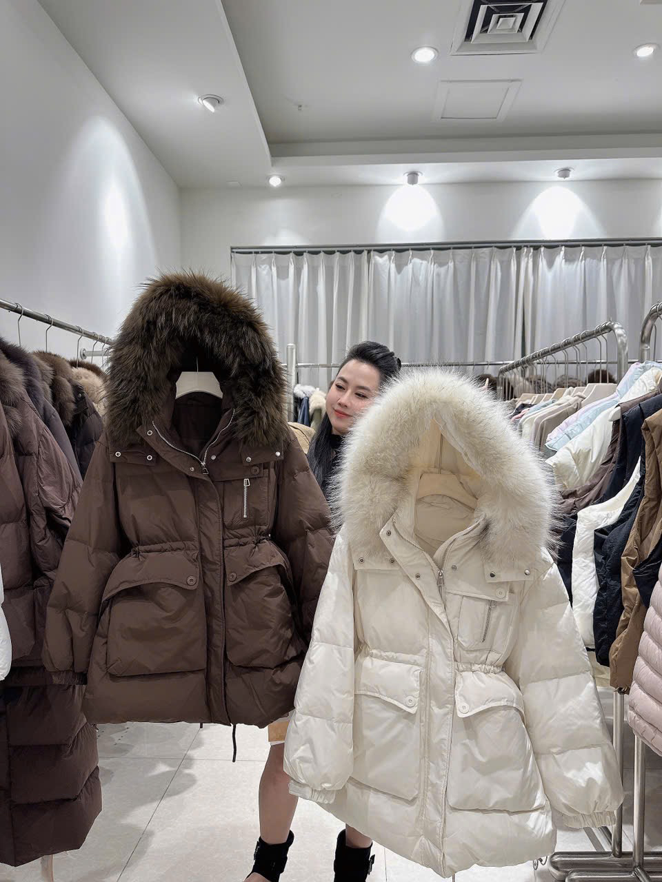 Áo khoác phao cổ lông - A38