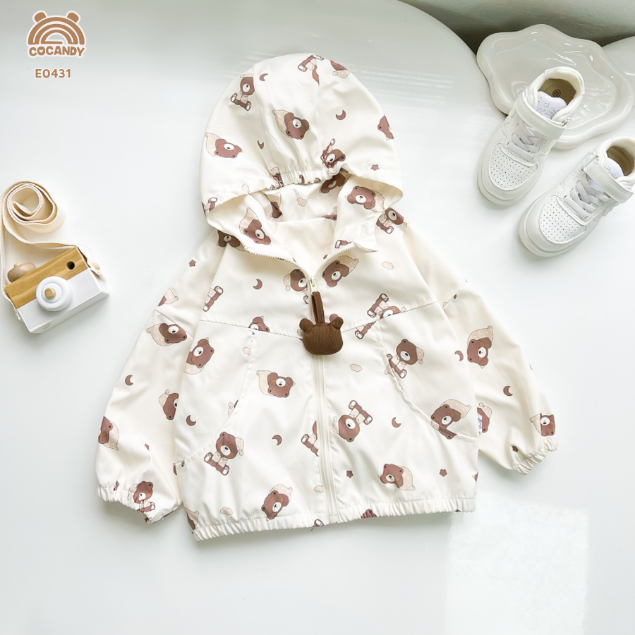 Áo khoác gió BE hình gấu NÂU